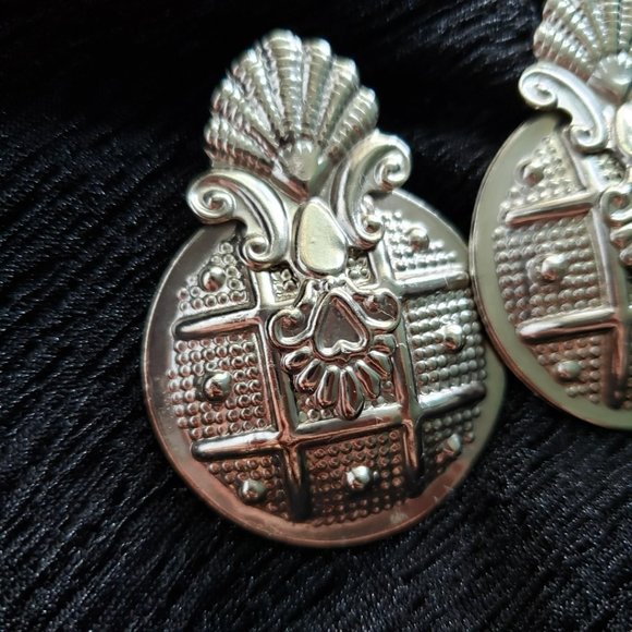 VTG Large Silver Tone Statement Earrings - Picture 2 of 8